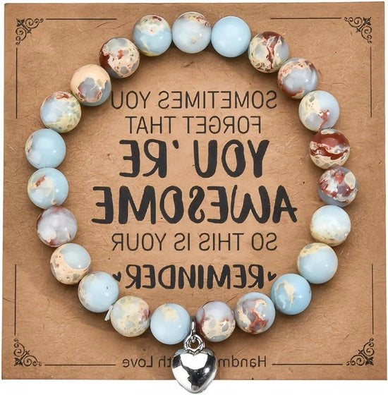 Bracciale di Pietre Natura 8mm Sferiche Stone Energia Cristalli di Guarigione Regalo di Compleanno per Uomo e Donna