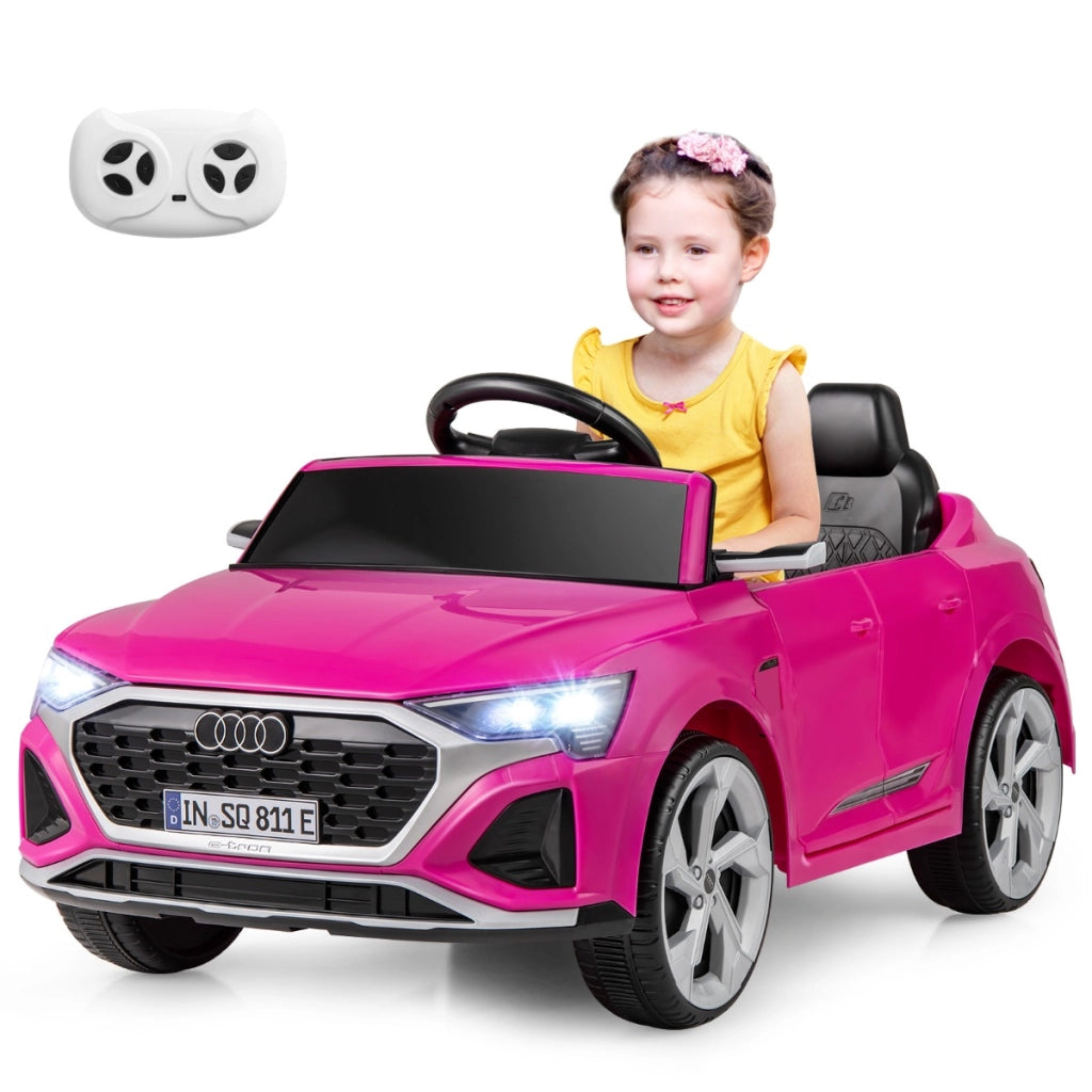 Auto elettrica per bambini audi sq8 licenziata, Veicolo 12V con telecomando clacson luci LED musica e 3 velocit¨¤ Rosa-Macchinine giocattoli