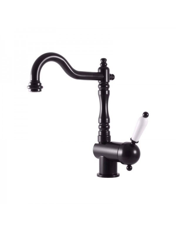 LABE miscelatore per lavello in ottone nero, manico in ceramica