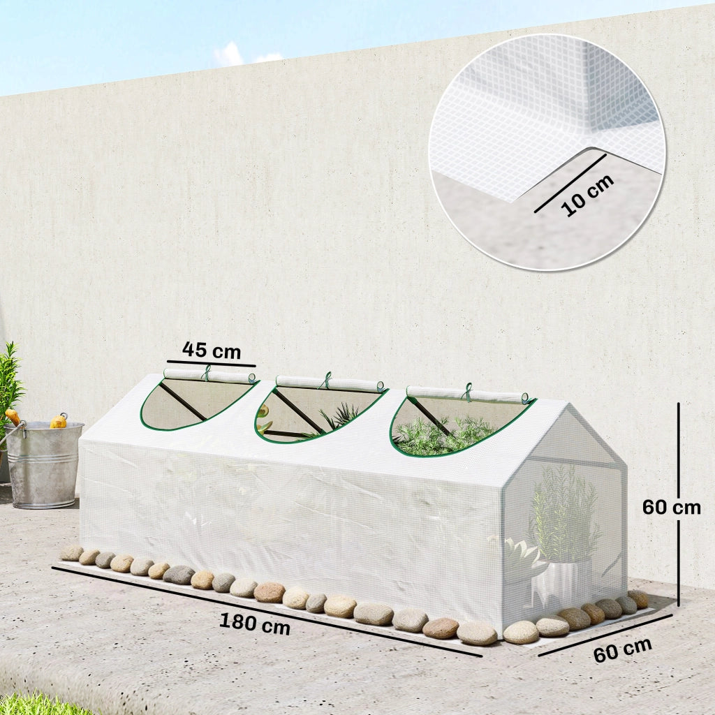 Serra da giardino 3 finestre ¨C zephmum ¨C bianco 180x60x60 cm