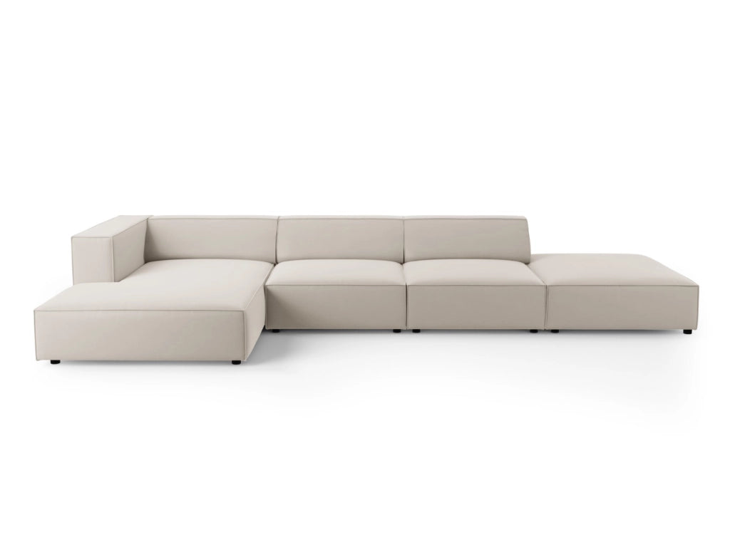 Cosmopolitan Design - Divano angolare sinistro "Arendal" 5 posti in velluto ecru 