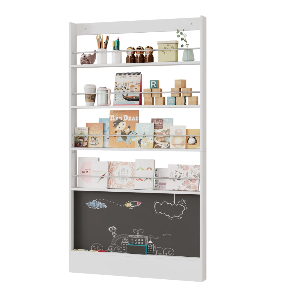 Set scrivania e libreria per bambini con lavagna; MDF; bianco