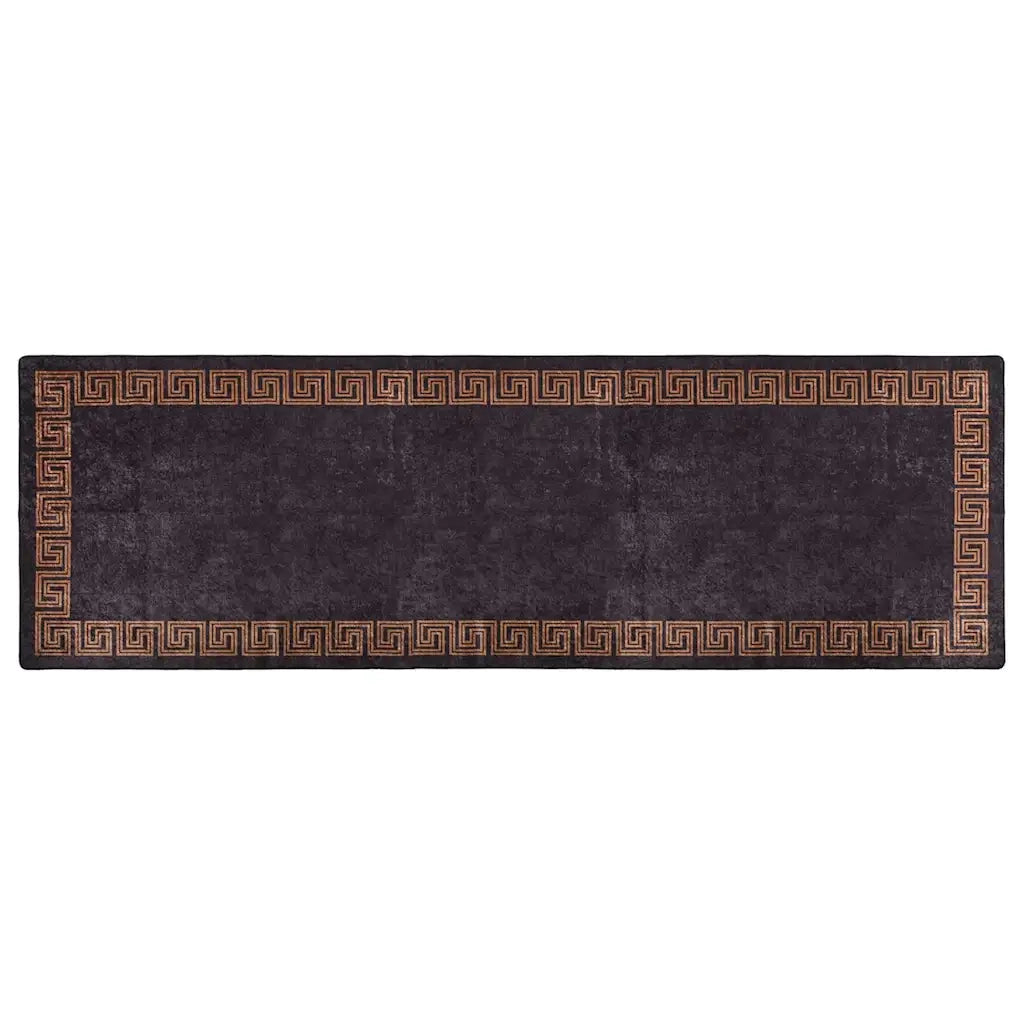 Tappeto Lavabile 80x300 cm Nero e Oro 337929