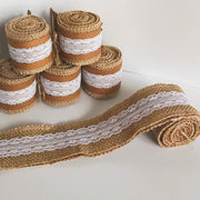 Trade Shop - Nastro In Pizzo Juta Per Decorazioni Bomboniera Wedding Tulle Ribbon Shabby -