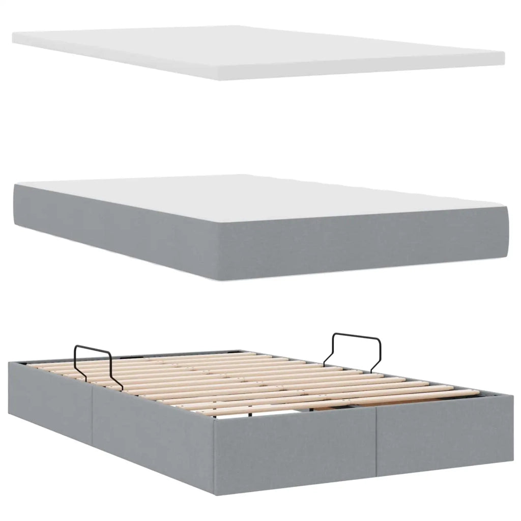 Letto con contenitore e materasso Grigio chiaro 120 x 190 cm 3370212