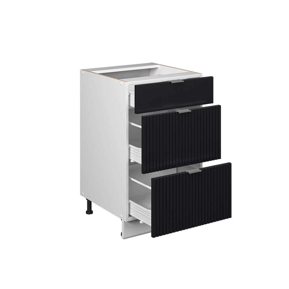 Mobiletto base per cucina Fame-Line Nero rigato/Bianco 50 cm, PL Marmo Vicco