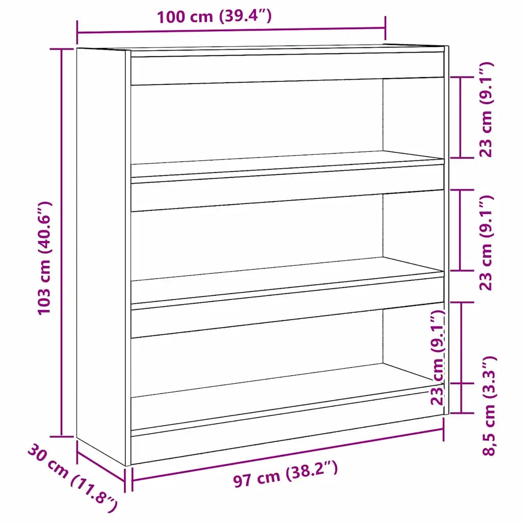 Armadio per Libri Rovere Nero 100 x 30 x 103 cm 862726