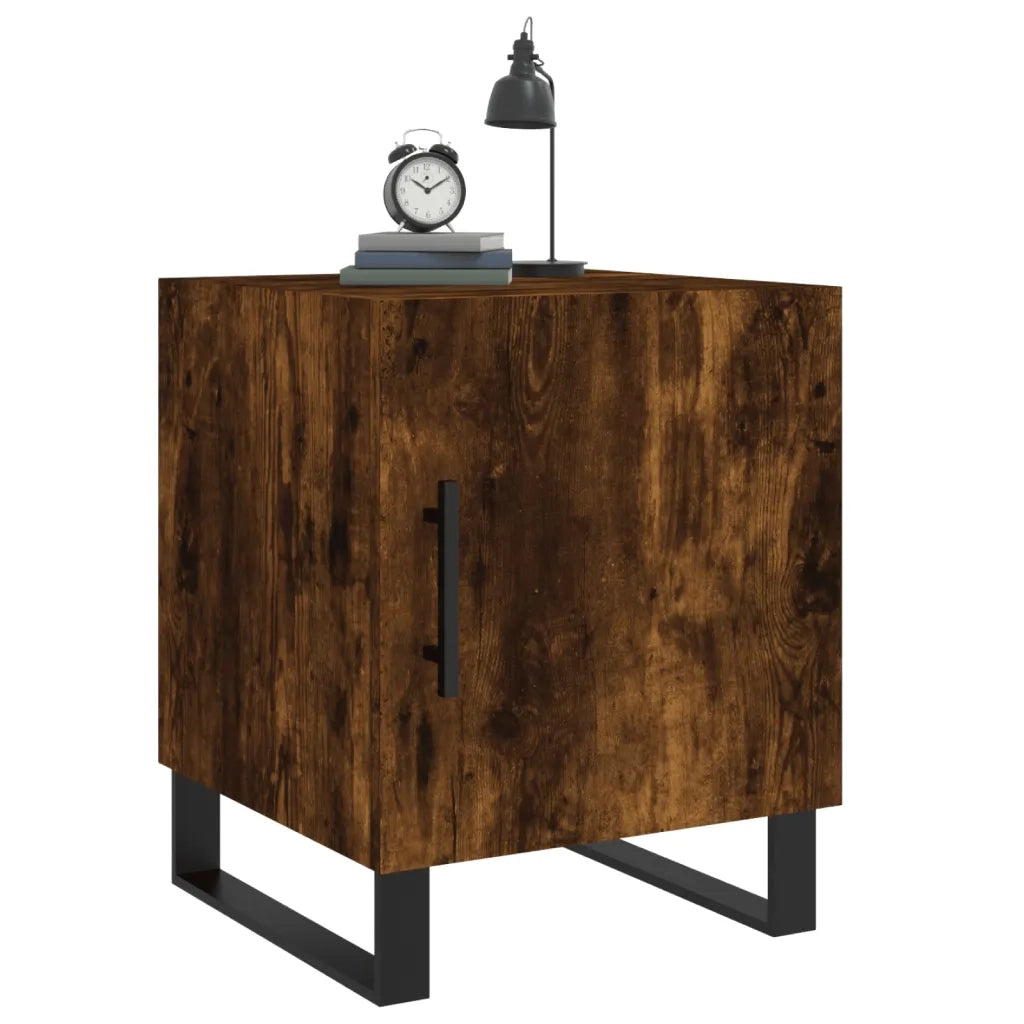 Comodini 2 pz Rovere Fumo 40x40x50 cm in Legno Multistrato 827623