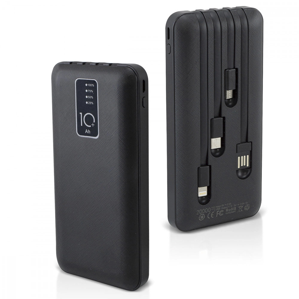 Trade Shop - Power Bank 20000mah Caricabatterie Portatile Veloce Con 4 Cavi Usb Carica Rapida -