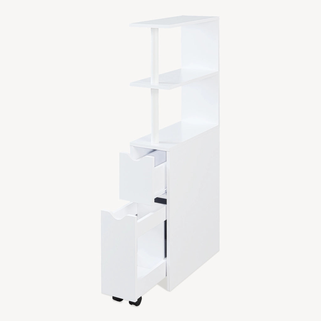 Scaffale da Bagno Fadeskimma Mobile Contenitore con Ripiani Cassetto e Scomparto Estraibile 113 x 19 x 45 cm - Bianco [en.casa]