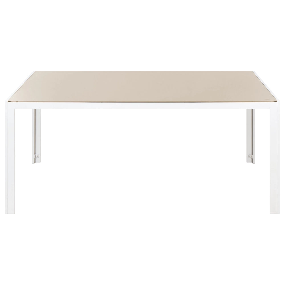 Set da pranzo da giardino in 7 pezzi Tavolo da pranzo in alluminio beige con 6 sedie pieghevoli