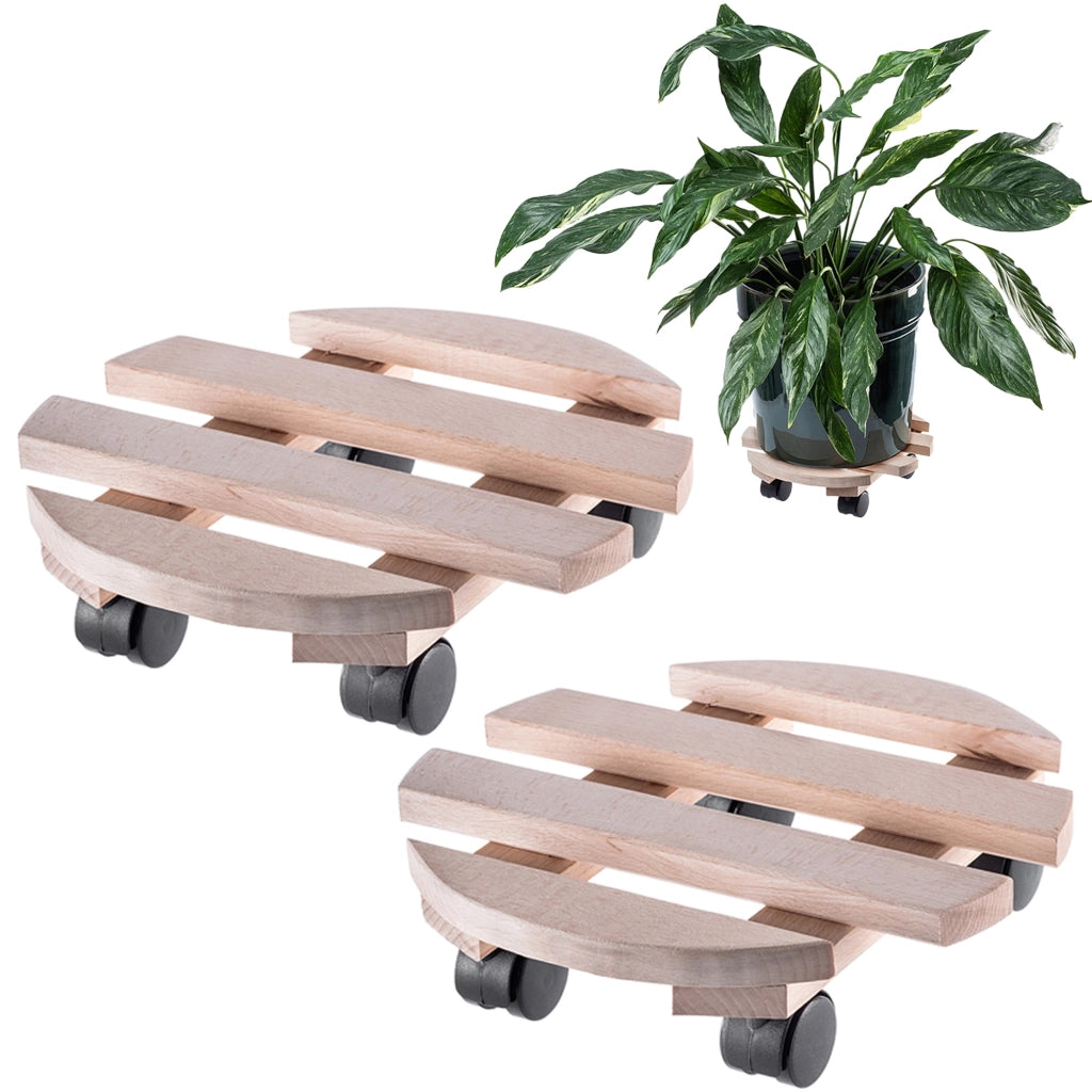 Supporto per vaso da fiori KADAX, piattaforma rotonda in legno, 30 cm