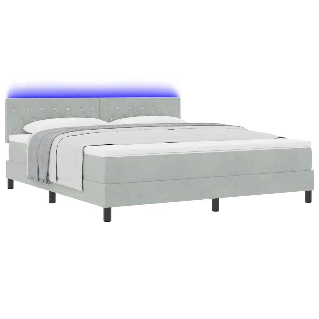 Letto a Sorgente LED con led Grigio chiaro 180 x 200 cm Velluto 3342602