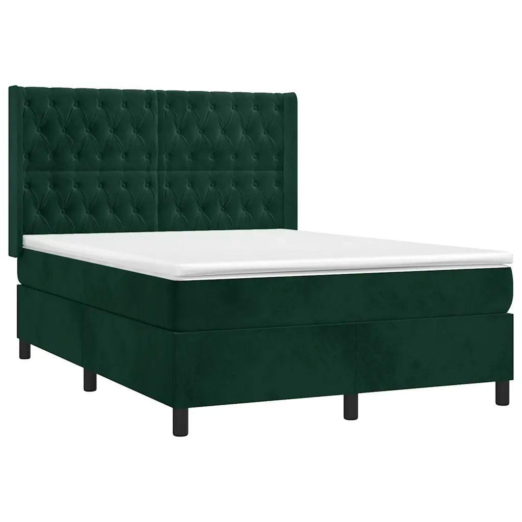 Giroletto a Molle con Materasso Verde Scuro 140x200 cm Velluto 3132864