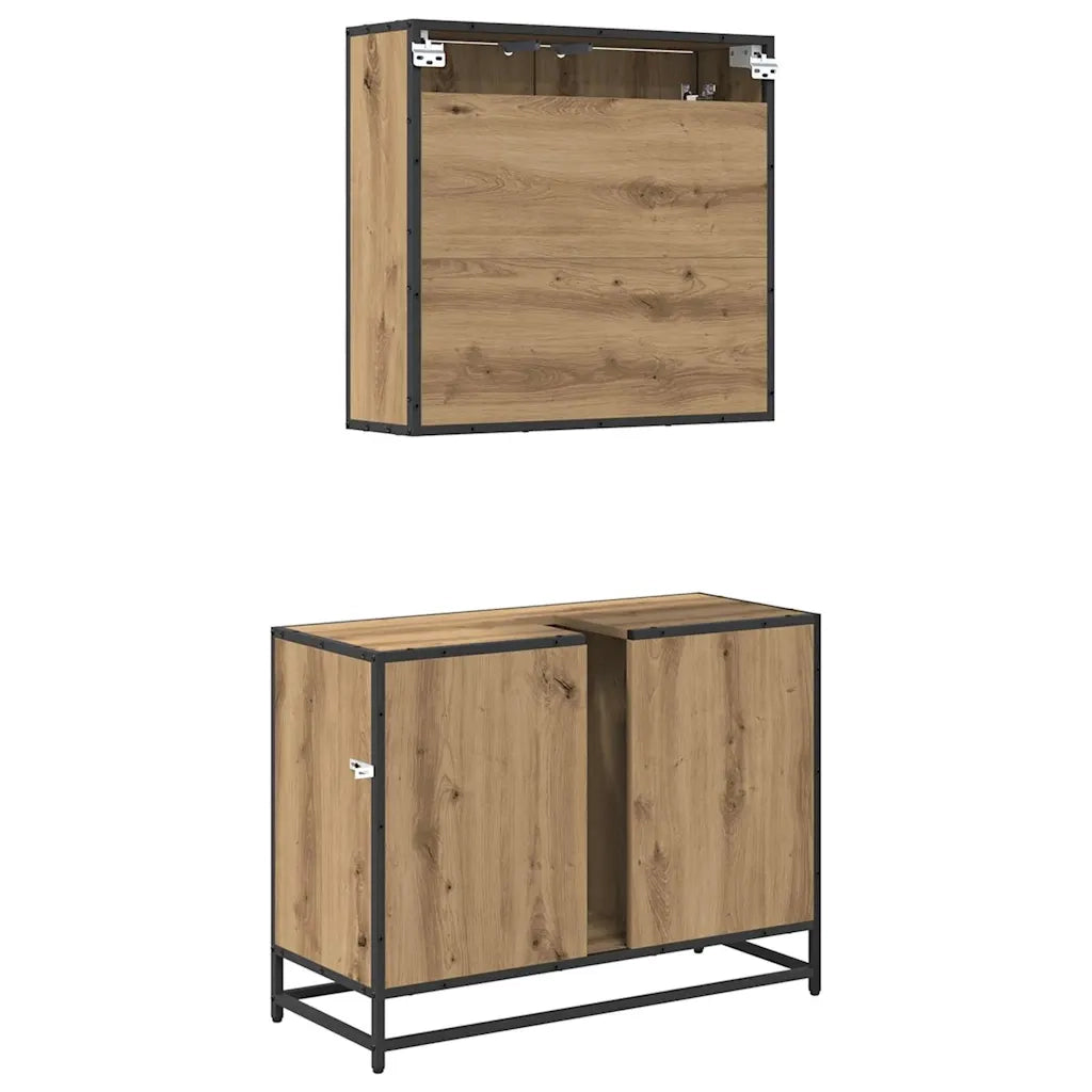 Set di mobili per il bagno con porta 2 pcs Rovere artigianale 3402430