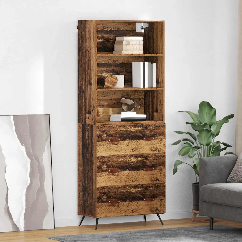 Credenza | Madia | Buffet da pranzo | Armadio da pranzo Legno vecchio 69,5 x 34 x 180 cm Legno multistrato