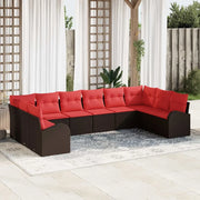 Set di divani con cuscino 10 pcs Marrone polyrattan 3346224