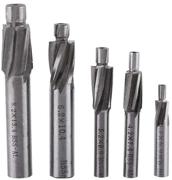 Set di punzoni senza verniciatura 5 pezzi - Attrezzi da drilling M3-M8 - Lame HSS-AL - Acciaio resistente alla corrosione - Prodotto specializzato per alta velocità - Serrature resistenti all'usura e precise