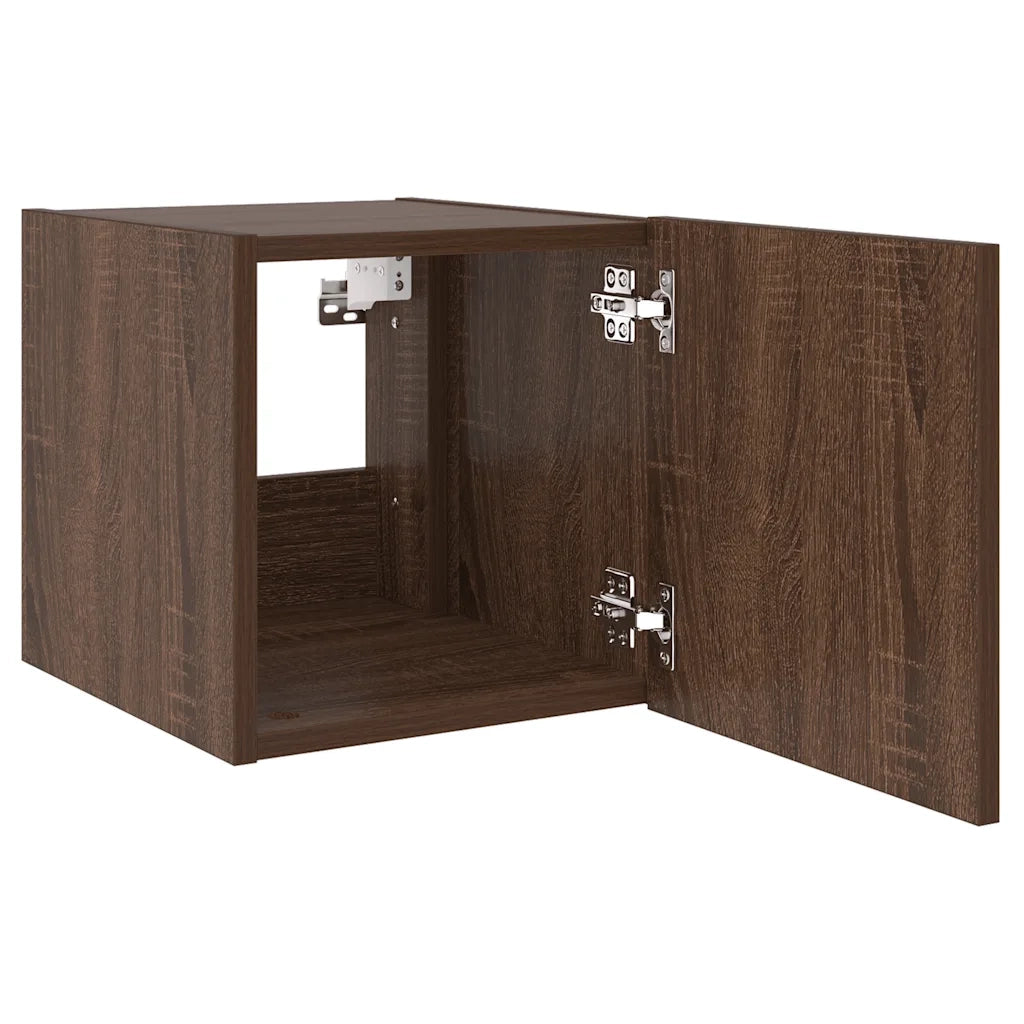 Mobili TV a Parete con Luci LED 2pz Rovere Marrone 30,5x35x30cm 837231