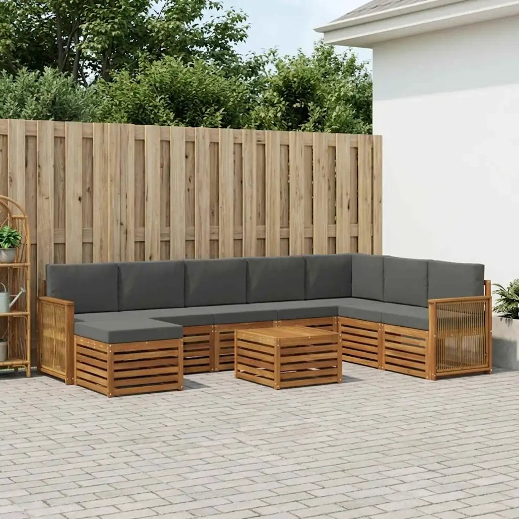 Set di divani da esterno con cuscino 7 pcs Naturale e Antracite 3384748
