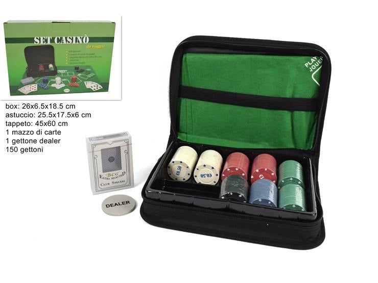Set Casino Gioco con Carte Tappeto e 150 Fish