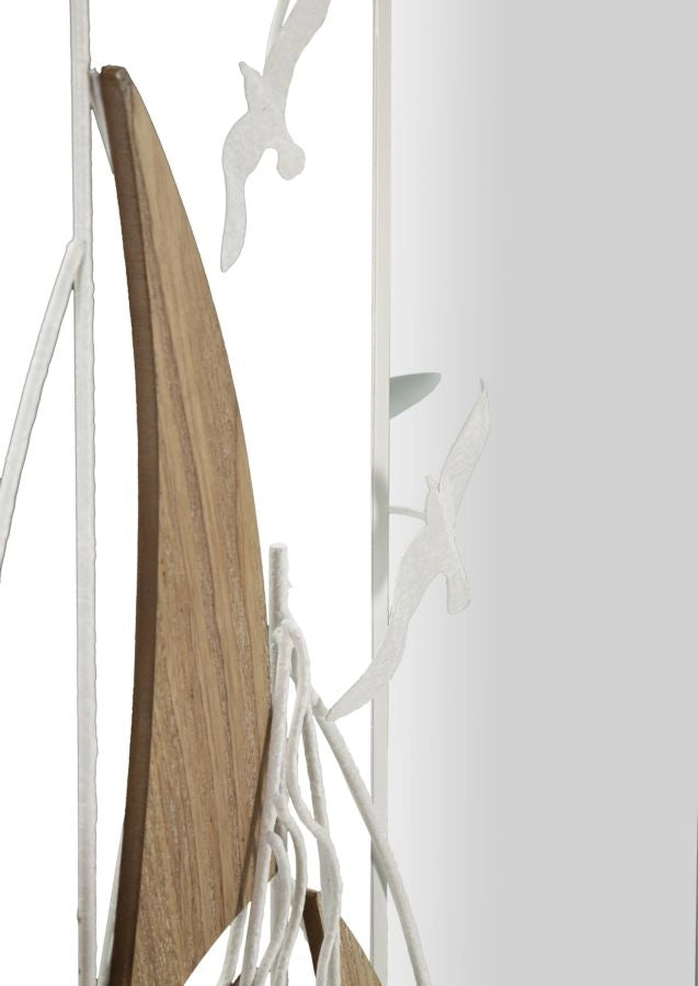 Specchio da Muro Adriatic 60x4,4x60 cm in MDF e Ferro e Specchio Bianco e Marrone