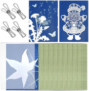 Kit di Cyanotipo A5 - 32 pezzi - Alta Sensibilità - Carta d'Arte - Stampante Naturale - Kit di Attività per Bambini e Adulti - 4 Clip - Pannello Acrilico - Fai da Te - Artigianato