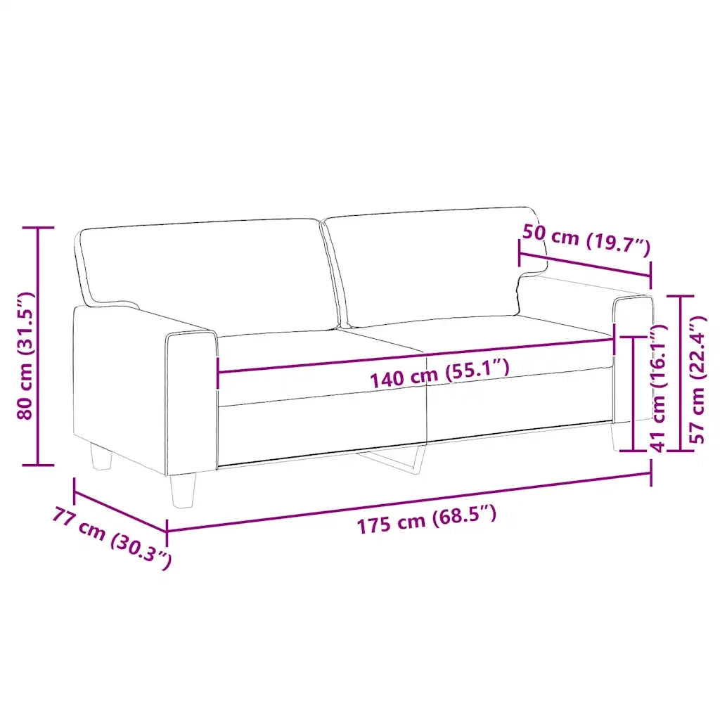Divano a 2 Posti-Sofa 2 Posti Crema 140 cm in Similpelle 279789