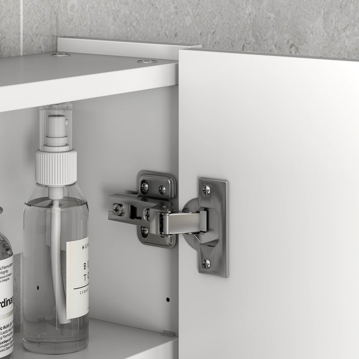 Specchio da Bagno Pensile a 3 Ante  90x13,5x60 cm Rivestimento in Melamina Bianco