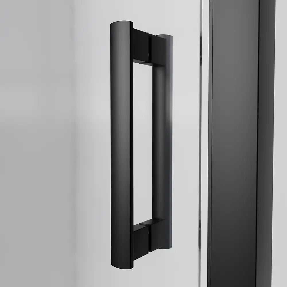 Box doccia 80x80 cm apertura a battente profili neri vetro 6mm trasparente | Apulia