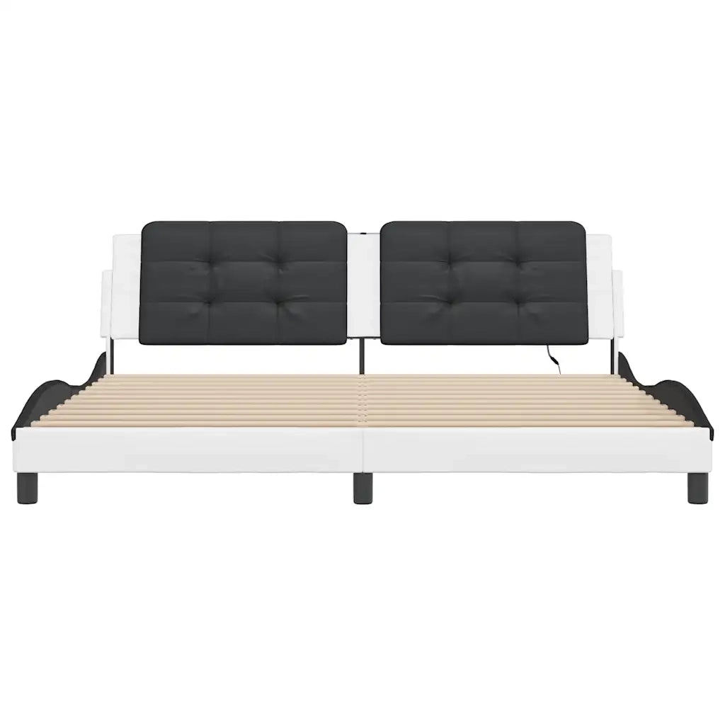 Giroletto con Luci LED Bianco e Nero 200x200 cm in Similpelle