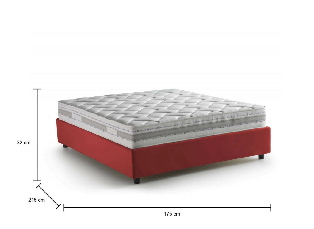 Letto Matrimoniale Alessander, Letto Matrimoniale Materasso Incluso Made in Italy, Rosso