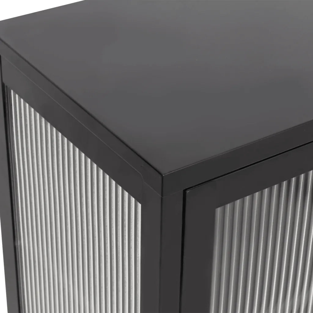 Credenza | Madia | Buffet da pranzo | Armadio da pranzo Nera 70x35x70 cm Vetro e Acciaio