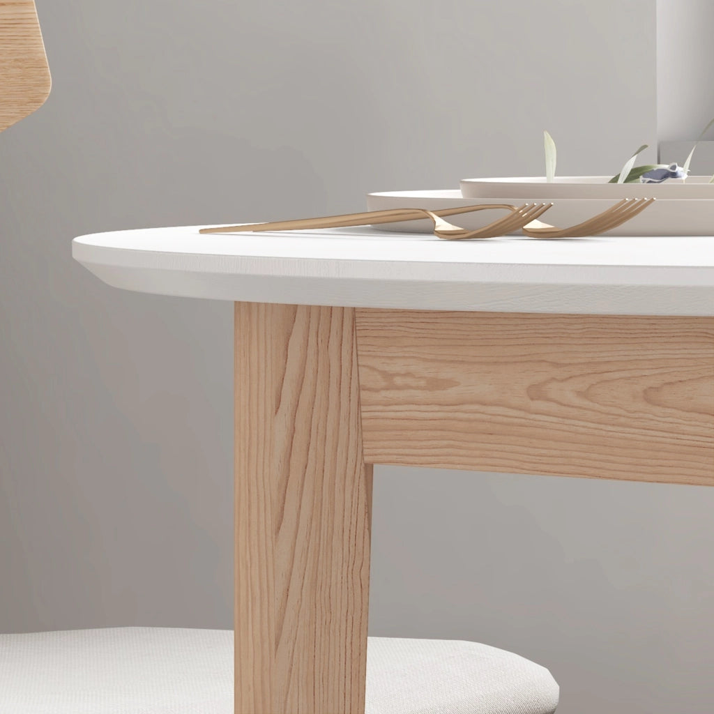 Tavolo da pranzo rotondo ¨C zephmum ¨C bianco + legno naturale 75x75x76 cm