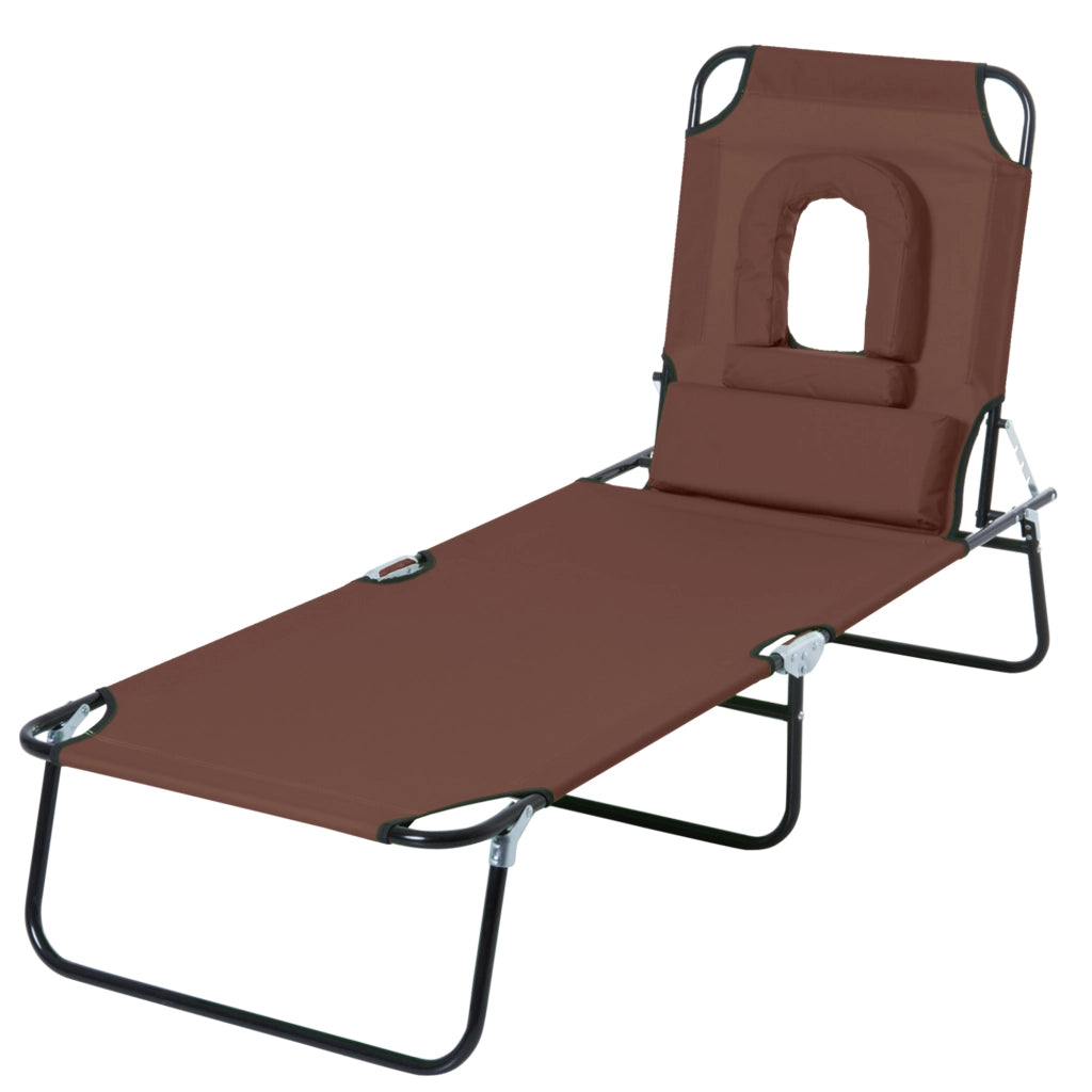 Transat Pieghevole Chaise Longue con Cuscini ¨C Zephmum ¨C Marrone 4 Posizioni