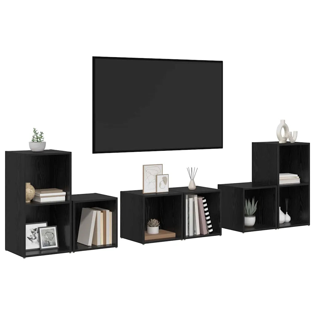 Set mobile TV 6 pcs Rovere Nero Legno multistrato 3393163