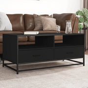 Tavolino Salotto Nero 100x50x45 cm Legno Multistrato e Metallo