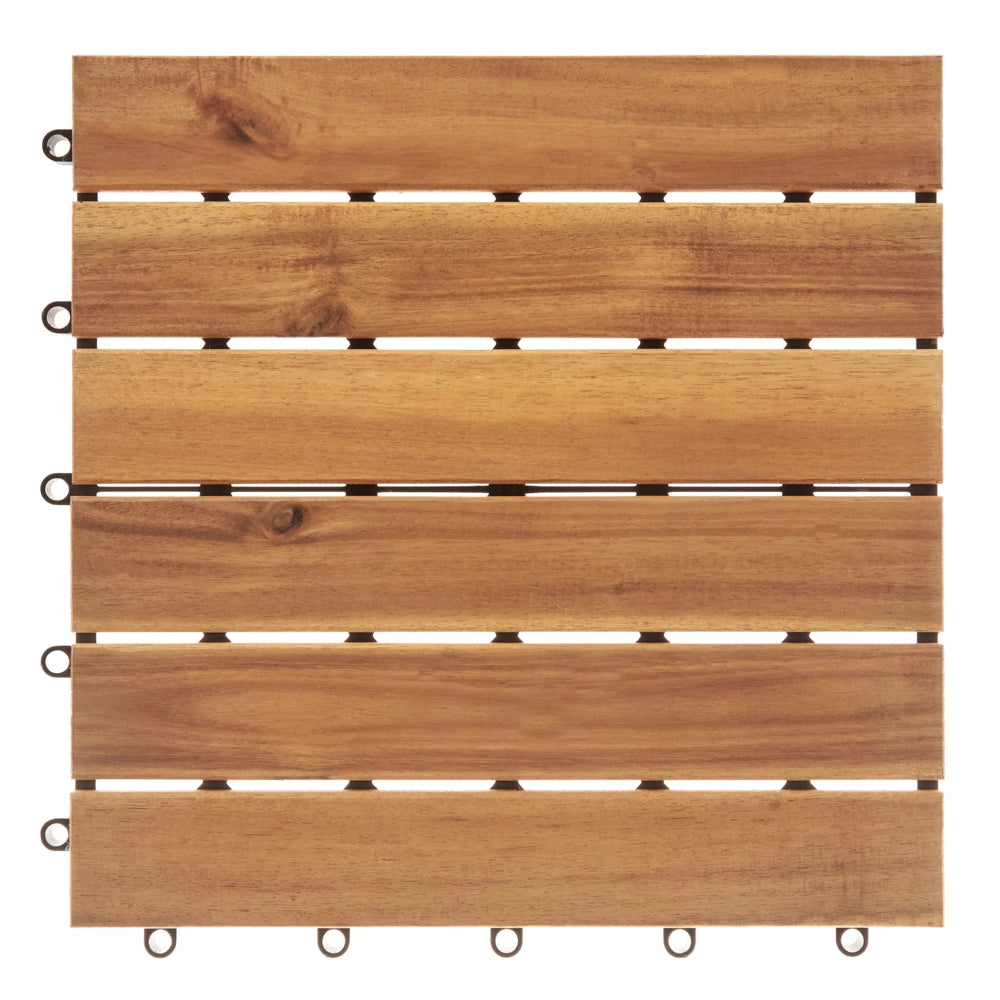 Pavimento in legno di acacia certificato naturale per esterni con base in plastica resistente all'acqua