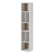 Libreria sospesa 160x32cm collezione OHIO. Colore bianco e finiture effetto rovere.