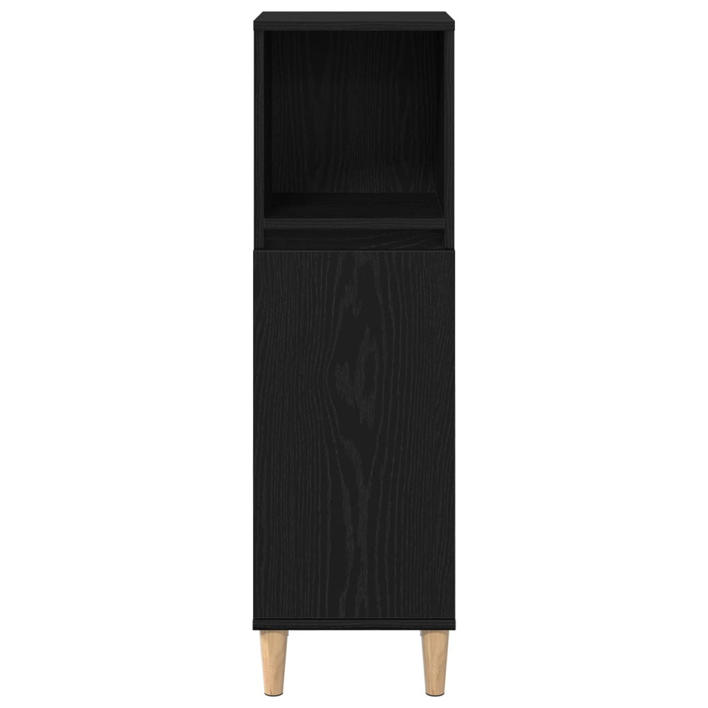 Armadio da bagno  Nero Rovere 30x30x100 cm Legno ingegnerizzato