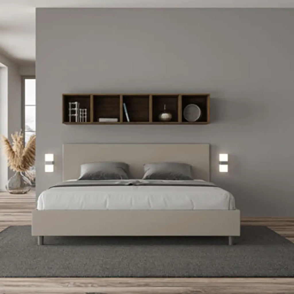 Letto contenitore imbottito 180x210 similpelle tortora Adele