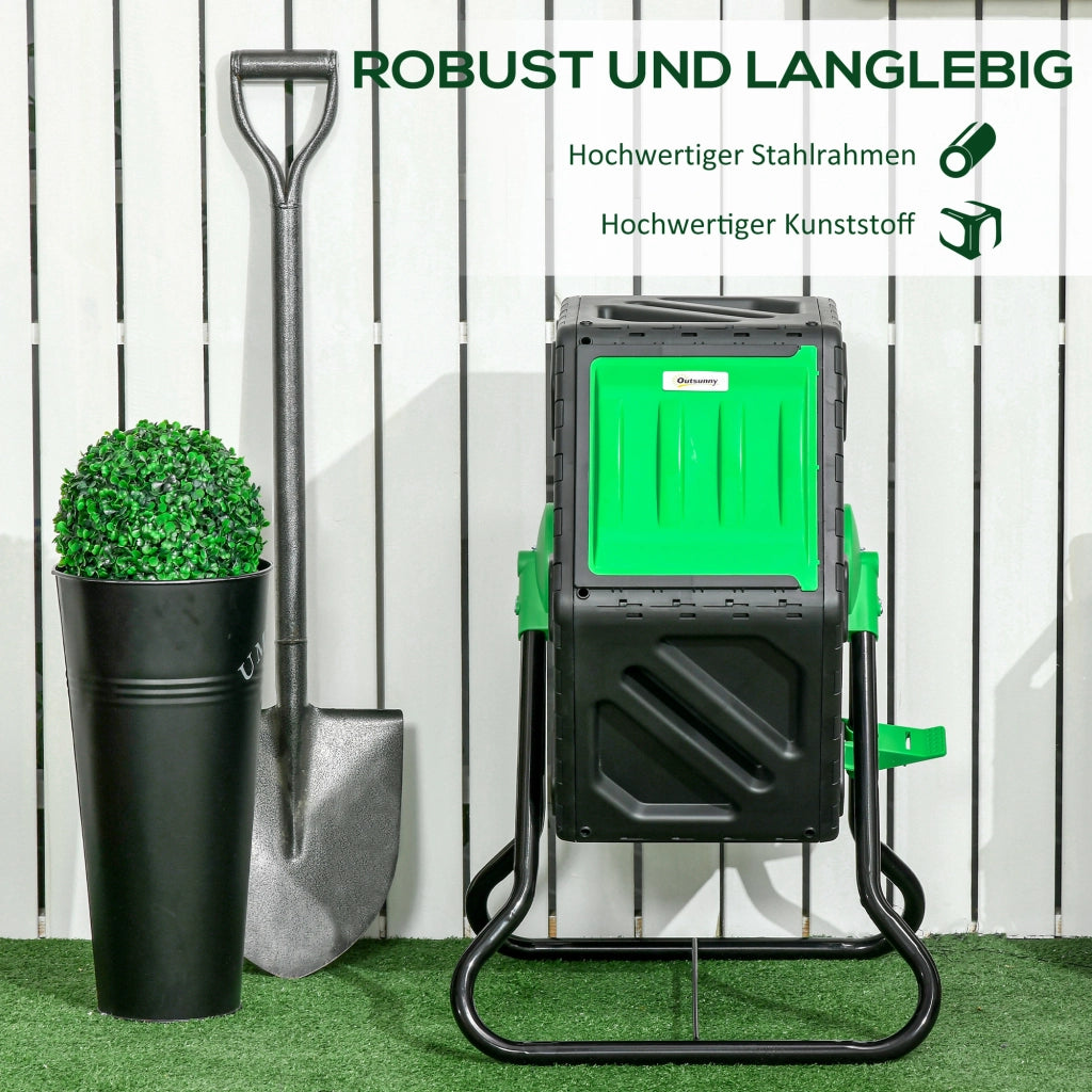 Compostiera 65 Litri Rotante Verde Nero ¨C Zephmum ¨C 65 L