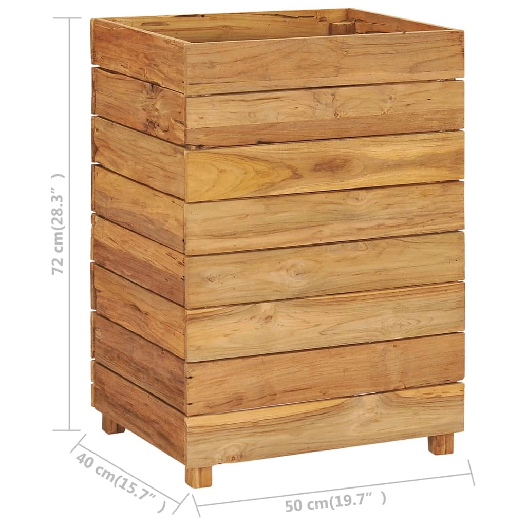 Aiuola rialzata per piante e fiori 50 x 40 x 72 cm legno di teak riciclato e acciaio 02_0000939