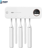 Oggetto per Tener le Denti - Custodia per Rasoi - Pulizia UV - Montaggio sulla Parete con Striscia di Adesivo - Orologio a Led - 21,7 x 4,35 x 7 cm