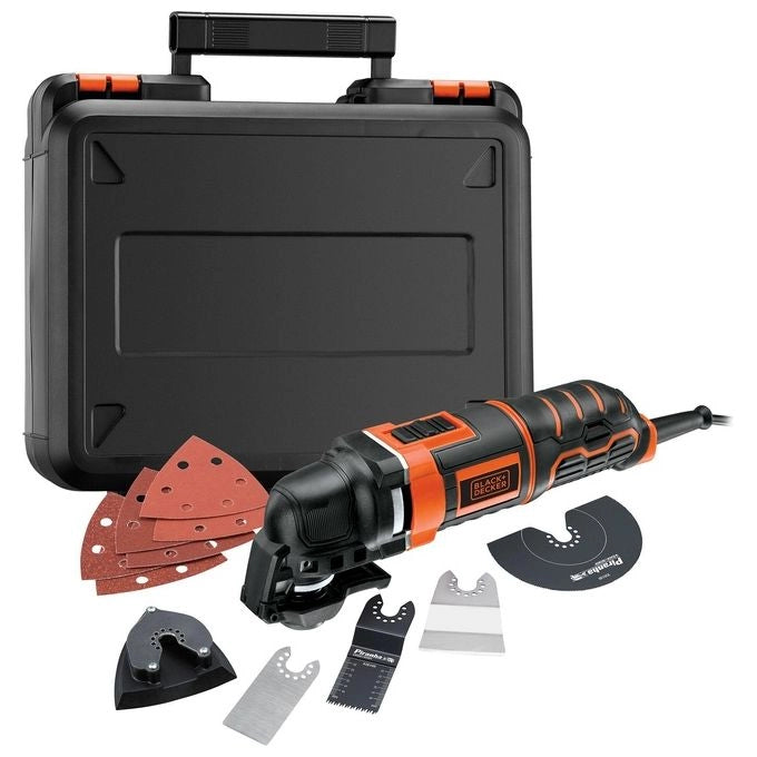 BLACK+DECKER MT300KA-QS Utensile Multifunzione Oscillante 300 W Velocita' 10000-22000 OPM Cambio Accessori Super-Lok con Adattatore Universale colore Nero Arancione