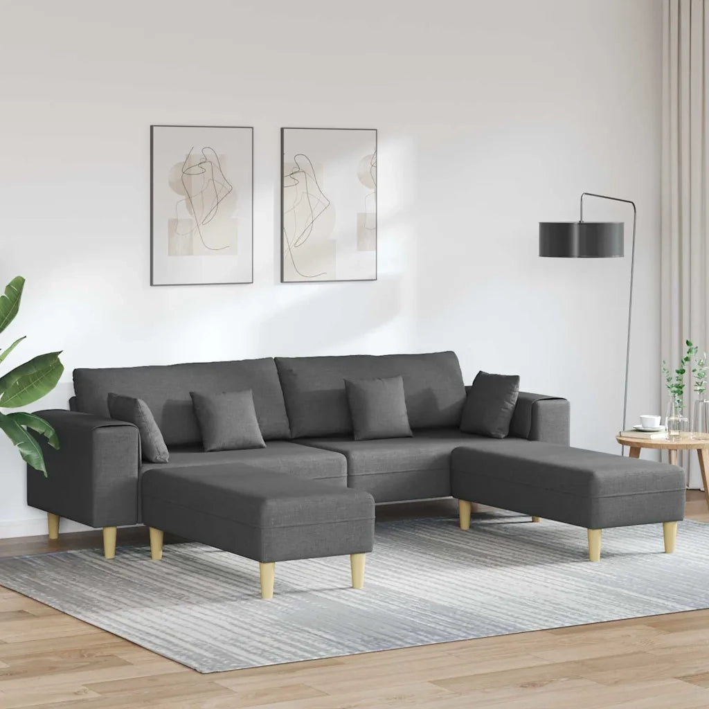 Divano in tessuto con cuscino 3 pcs Grigio scuro 208 cm Tessuto