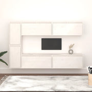 Mobili Porta TV 6 pz Bianchi in Legno Massello di Pino 3100235