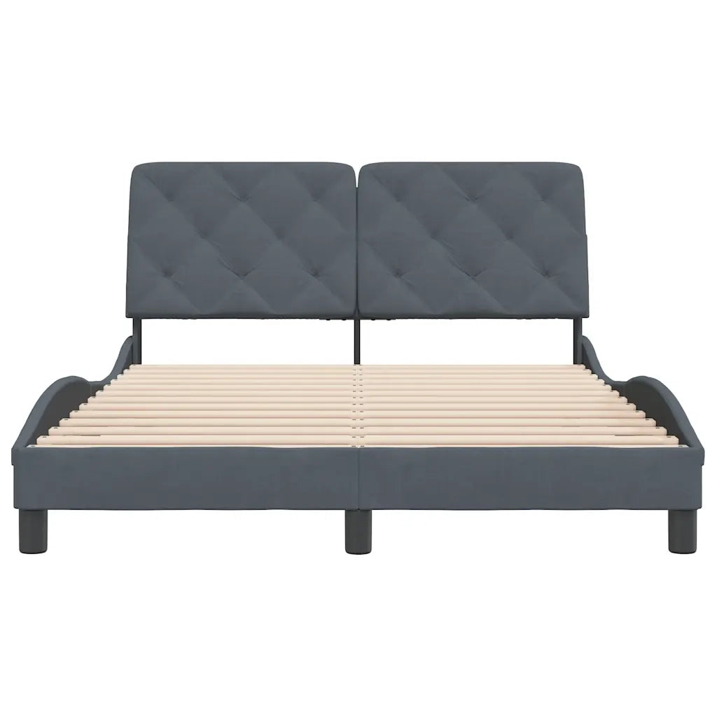 Giroletto senza Materasso Grigio Scuro 140x200 cm Velluto
