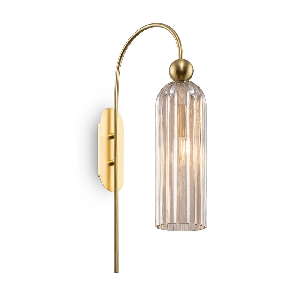 Applique Contemporanea Antic Metallo Oro 1 Luci Diffusore In Vetro Colore Cognac