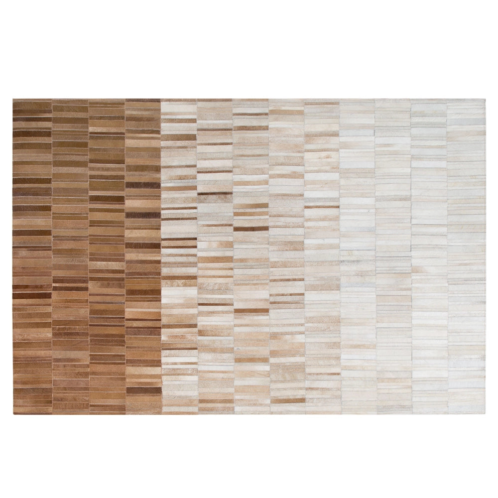 Tappeto tappetino Beige Pelle 140 x 200 cm Rettangolare Patchwork Fatto a Mano